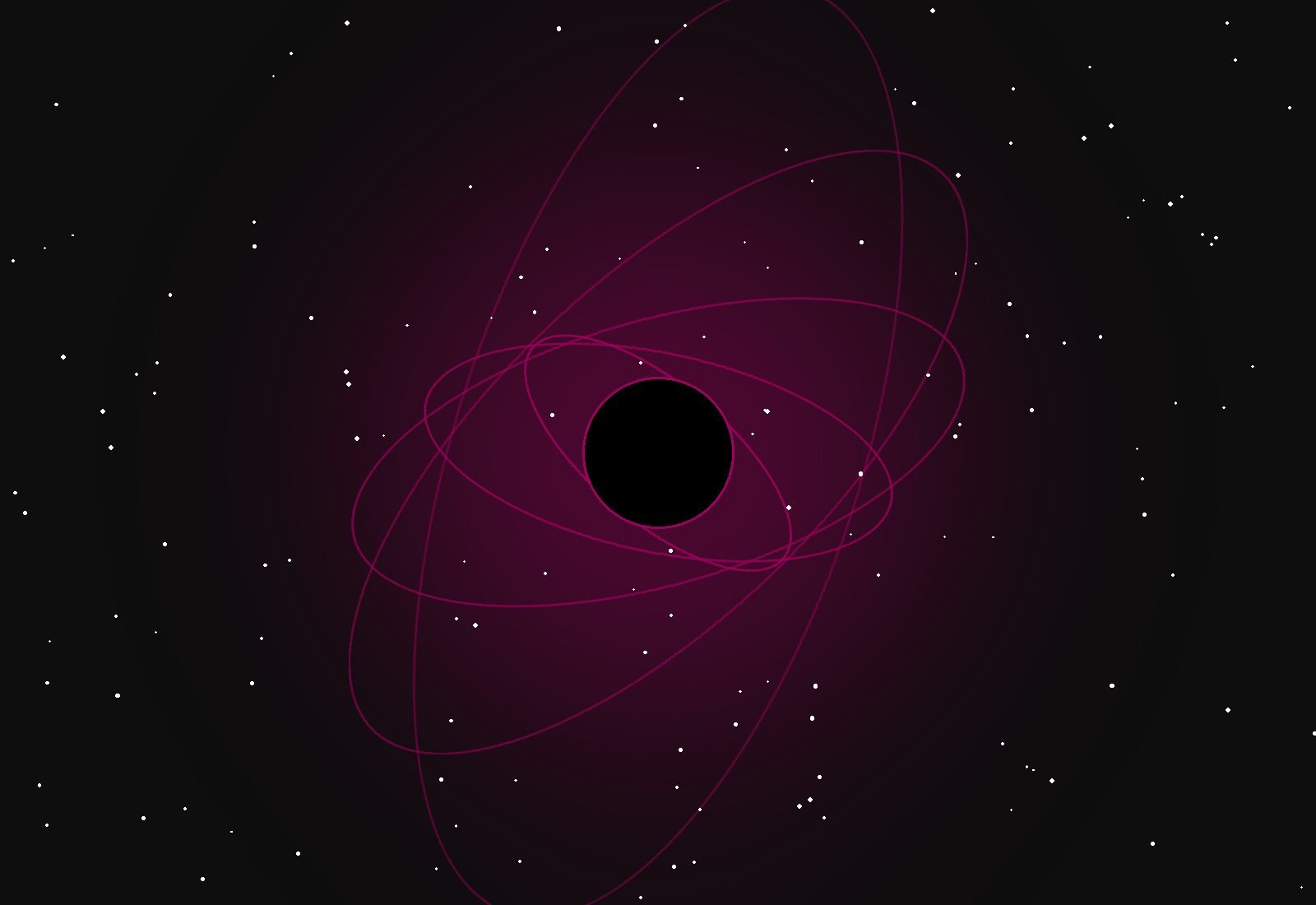 An abstract dark composition of concentric magenta rings around a solid black centre